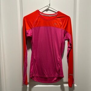 Nike Pink and Orange Women's Long-Sleeve Running Top